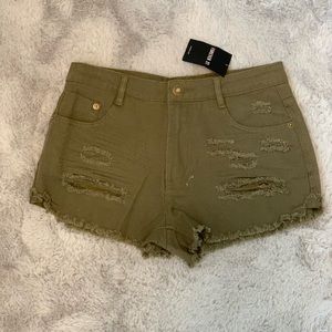 Forever 21 Olive green colored ripped denim jeans